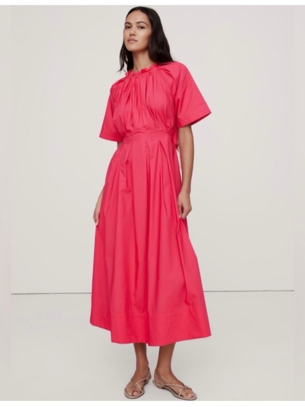 Banana Republic Hot Pink Gathered Waist Dress Large - Picture 7 of 8